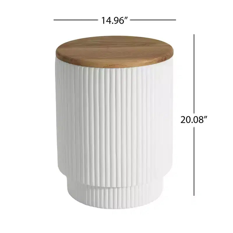 Christopher Knight Home Siriporn Modern Round Lightweight Concrete Patio Storage Side Table