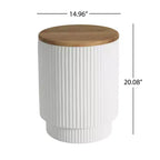 Christopher Knight Home Siriporn Modern Round Lightweight Concrete Patio Storage Side Table