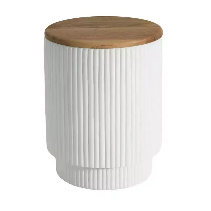Christopher Knight Home Siriporn Modern Round Lightweight Concrete Patio Storage Side Table