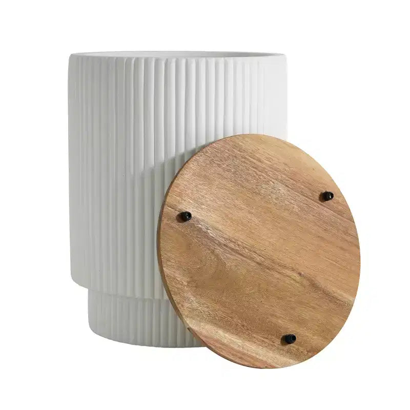 Christopher Knight Home Siriporn Modern Round Lightweight Concrete Patio Storage Side Table