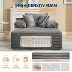 48.8 Oversized Chaise Lounge Chair Sofa Bed - Corduroy Upholstered Boneless Sofa with Pillows & Wide Armrest for Living Room Bedroom