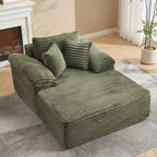 48.8 Oversized Chaise Lounge Chair Sofa Bed - Corduroy Upholstered Boneless Sofa with Pillows & Wide Armrest for Living Room Bedroom