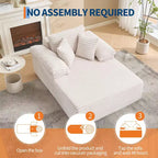 48.8 Oversized Chaise Lounge Chair Sofa Bed - Corduroy Upholstered Boneless Sofa with Pillows & Wide Armrest for Living Room Bedroom