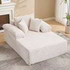 48.8 Oversized Chaise Lounge Chair Sofa Bed - Corduroy Upholstered Boneless Sofa with Pillows & Wide Armrest for Living Room Bedroom