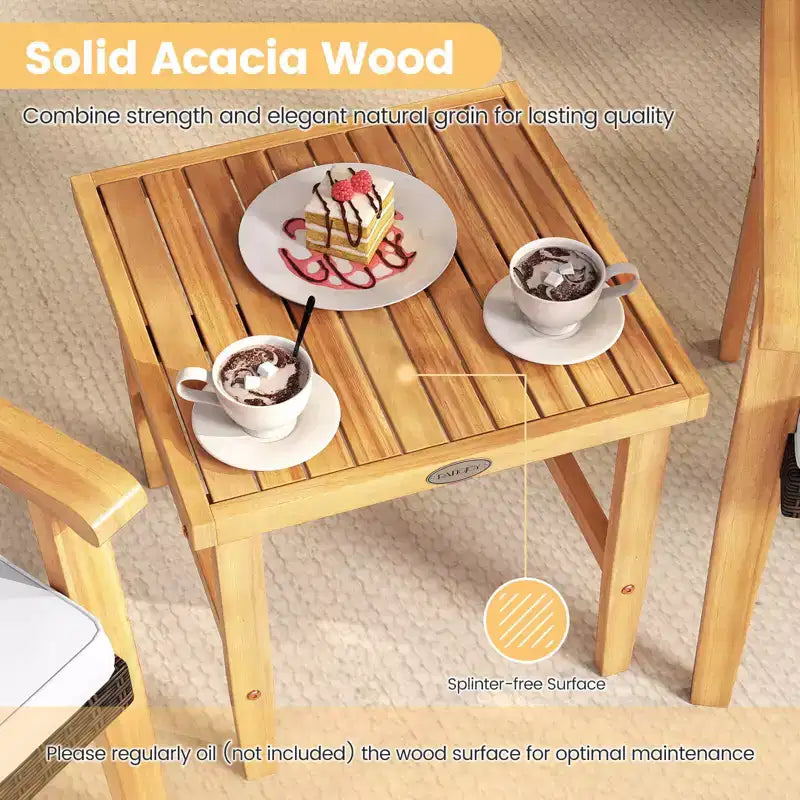 Costway 3 PCS Patio PE Wicker Furniture Set with Coffee Table and Cushions for Front Porch