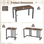 Costway 4-Piece Dining Table Set Industrial Kitchen Table Set w/ Bench & 2 Stools for 4