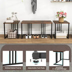 Costway 4-Piece Dining Table Set Industrial Kitchen Table Set w/ Bench & 2 Stools for 4