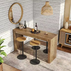 Lantine Wooden 63 Bar Table, Rectangular Counter Height Pub Dining Table for 4-6, Modern Home Bar Unit for Kitchen, Bistro, Balcony