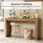 Lantine Wooden 63 Bar Table, Rectangular Counter Height Pub Dining Table for 4-6, Modern Home Bar Unit for Kitchen, Bistro, Balcony