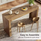 Lantine Wooden 63 Bar Table, Rectangular Counter Height Pub Dining Table for 4-6, Modern Home Bar Unit for Kitchen, Bistro, Balcony