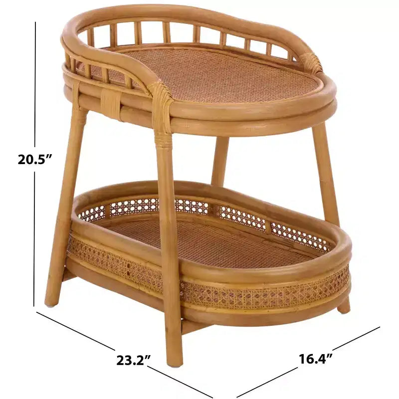 Shayleen Rattan Pole 2 Shelf Accent Table - CWK3023 - Natural - Safavieh Couture