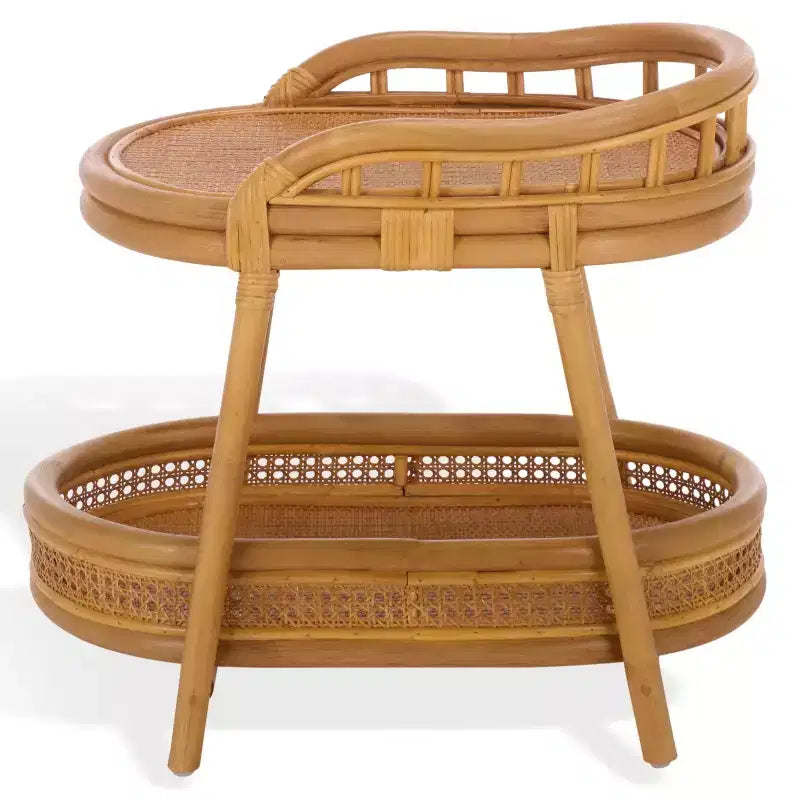 Shayleen Rattan Pole 2 Shelf Accent Table - CWK3023 - Natural - Safavieh Couture
