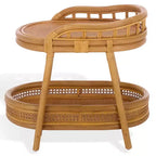 Shayleen Rattan Pole 2 Shelf Accent Table - CWK3023 - Natural - Safavieh Couture