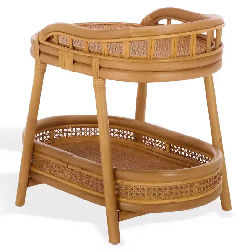 Shayleen Rattan Pole 2 Shelf Accent Table - CWK3023 - Natural - Safavieh Couture