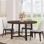 Industrial 47 Inch Round Dining Table for 4-6, Space Saving Wood Kitchen Table with Metal Frame, Rustic Modern Dining Table, No Chairs