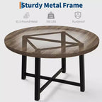 Industrial 47 Inch Round Dining Table for 4-6, Space Saving Wood Kitchen Table with Metal Frame, Rustic Modern Dining Table, No Chairs