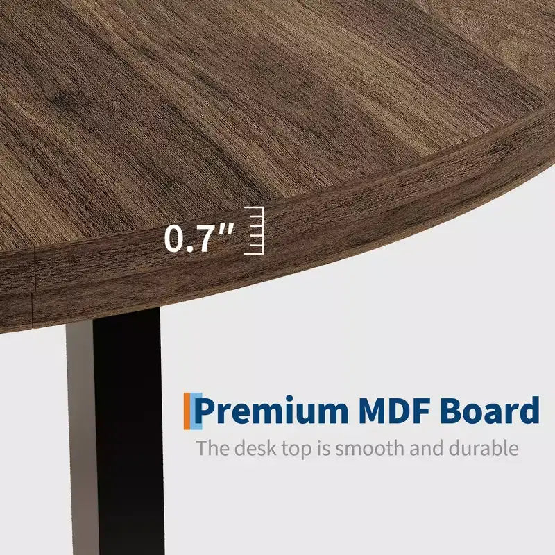 Industrial 47 Inch Round Dining Table for 4-6, Space Saving Wood Kitchen Table with Metal Frame, Rustic Modern Dining Table, No Chairs