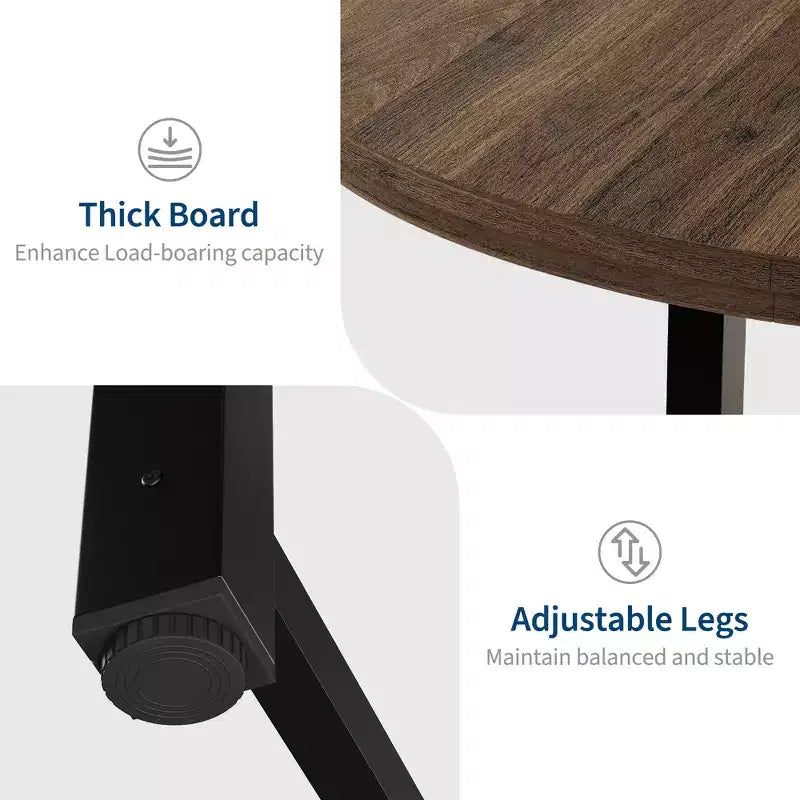 Industrial 47 Inch Round Dining Table for 4-6, Space Saving Wood Kitchen Table with Metal Frame, Rustic Modern Dining Table, No Chairs