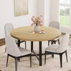 Industrial 47 Inch Round Dining Table for 4-6, Space Saving Wood Kitchen Table with Metal Frame, Rustic Modern Dining Table, No Chairs