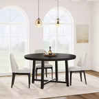 Industrial 47 Inch Round Dining Table for 4-6, Space Saving Wood Kitchen Table with Metal Frame, Rustic Modern Dining Table, No Chairs