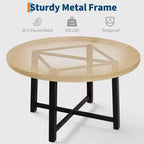 Industrial 47 Inch Round Dining Table for 4-6, Space Saving Wood Kitchen Table with Metal Frame, Rustic Modern Dining Table, No Chairs
