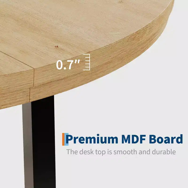 Industrial 47 Inch Round Dining Table for 4-6, Space Saving Wood Kitchen Table with Metal Frame, Rustic Modern Dining Table, No Chairs