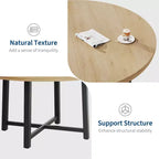 Industrial 47 Inch Round Dining Table for 4-6, Space Saving Wood Kitchen Table with Metal Frame, Rustic Modern Dining Table, No Chairs