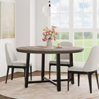 Industrial 47 Inch Round Dining Table for 4-6, Space Saving Wood Kitchen Table with Metal Frame, Rustic Modern Dining Table, No Chairs