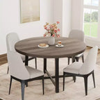 Industrial 47 Inch Round Dining Table for 4-6, Space Saving Wood Kitchen Table with Metal Frame, Rustic Modern Dining Table, No Chairs