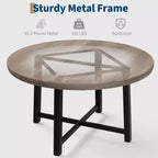 Industrial 47 Inch Round Dining Table for 4-6, Space Saving Wood Kitchen Table with Metal Frame, Rustic Modern Dining Table, No Chairs