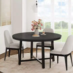 Industrial 47 Inch Round Dining Table for 4-6, Space Saving Wood Kitchen Table with Metal Frame, Rustic Modern Dining Table, No Chairs