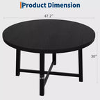 Industrial 47 Inch Round Dining Table for 4-6, Space Saving Wood Kitchen Table with Metal Frame, Rustic Modern Dining Table, No Chairs