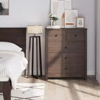 5 Drawer Wood Dresser with Deep Storage Drawers, Sturdy Entryway Cabinet with Round Handles for Bedroom Living Room Office
