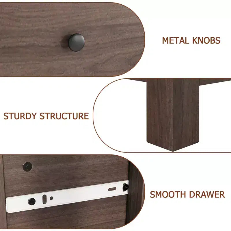5 Drawer Wood Dresser with Deep Storage Drawers, Sturdy Entryway Cabinet with Round Handles for Bedroom Living Room Office