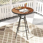 Costway 3 PCS Patio Bistro Set Round Table w/ 1.6 Umbrella Hole & 2 Stools Metal Frame