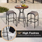 Costway 3 PCS Patio Bistro Set Round Table w/ 1.6 Umbrella Hole & 2 Stools Metal Frame