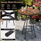 Costway 3 PCS Patio Bistro Set Round Table w/ 1.6 Umbrella Hole & 2 Stools Metal Frame