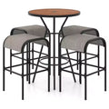 Costway 5 PCS Patio Bistro Set Round Table w/ 1.6 Umbrella Hole & 4 Stools Metal Frame