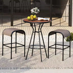 Costway 5 PCS Patio Bistro Set Round Table w/ 1.6 Umbrella Hole & 4 Stools Metal Frame