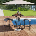 Costway 5 PCS Patio Bistro Set Round Table w/ 1.6 Umbrella Hole & 4 Stools Metal Frame