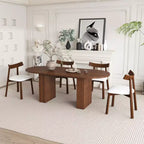 GDFStudio Hayden Farmhouse 62.9-Inch Oval 4-Seater Wood Dining Table Set