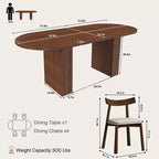 GDFStudio Hayden Farmhouse 62.9-Inch Oval 4-Seater Wood Dining Table Set