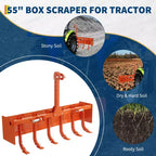 55 Box Blade Tractor Attachment Category 1 Cat 0 Scarifier Shank Great, 6 Adjustable Shanks for Leveling, Grading, Landscaping