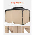 VEVOR Gazebo Curtains Outdoor, Fit Most 10' x 10' x 6.7' Gazebos, 4-Panel Sidewall Gazebo Privacy Curtains with Zippers, Khaki