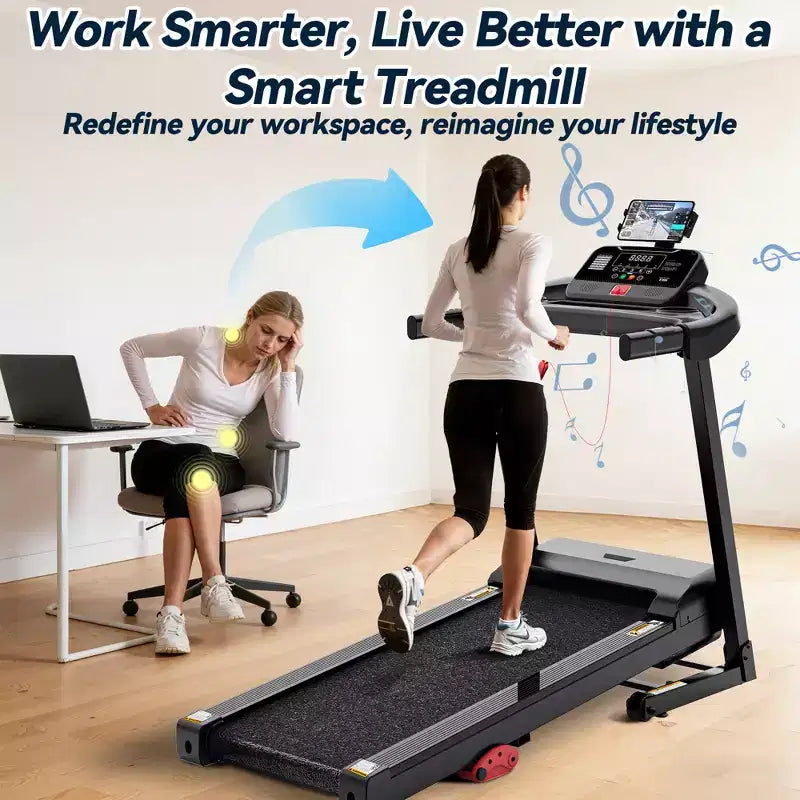 Treadmills on Sale,Compact Walking Treadmill with Manual Incline, 3.25HP Foldable Home Cardio Machine, Bluetooth Speakers, 300 lb Capacity