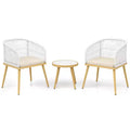 Costway 3 Pieces Patio Bistro Set Outdoor PE Wicker Conversation Furniture Set