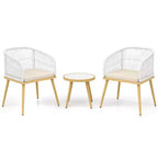 Costway 3 Pieces Patio Bistro Set Outdoor PE Wicker Conversation Furniture Set