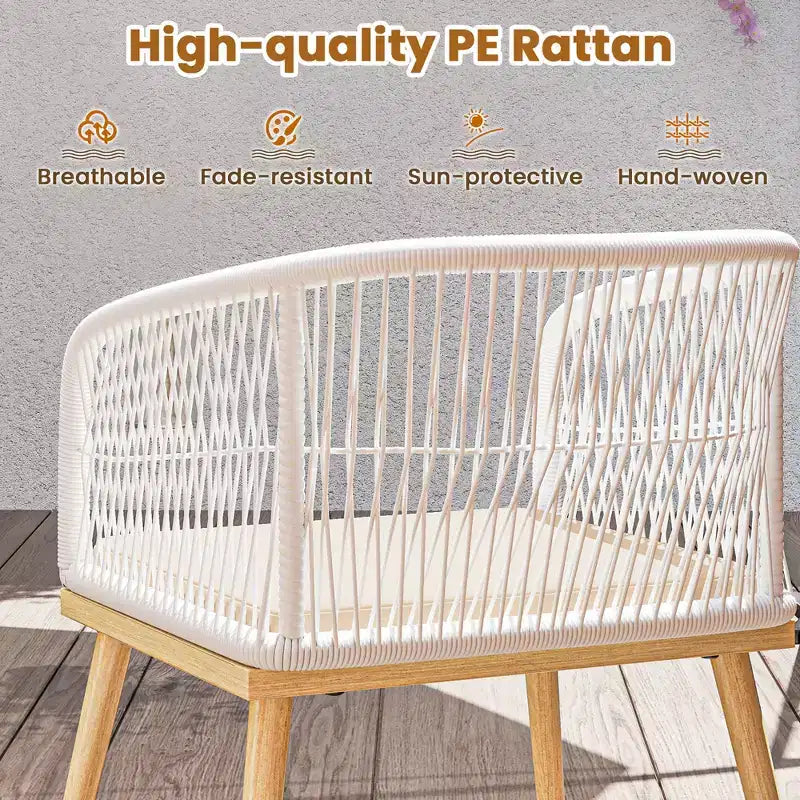 Costway 3 Pieces Patio Bistro Set Outdoor PE Wicker Conversation Furniture Set