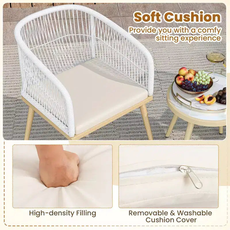 Costway 3 Pieces Patio Bistro Set Outdoor PE Wicker Conversation Furniture Set