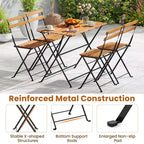 Costway 5 PCS Patio Acacia Wood Dining Set w/ 4 Folding Chairs Slatted Seat & Tabletop